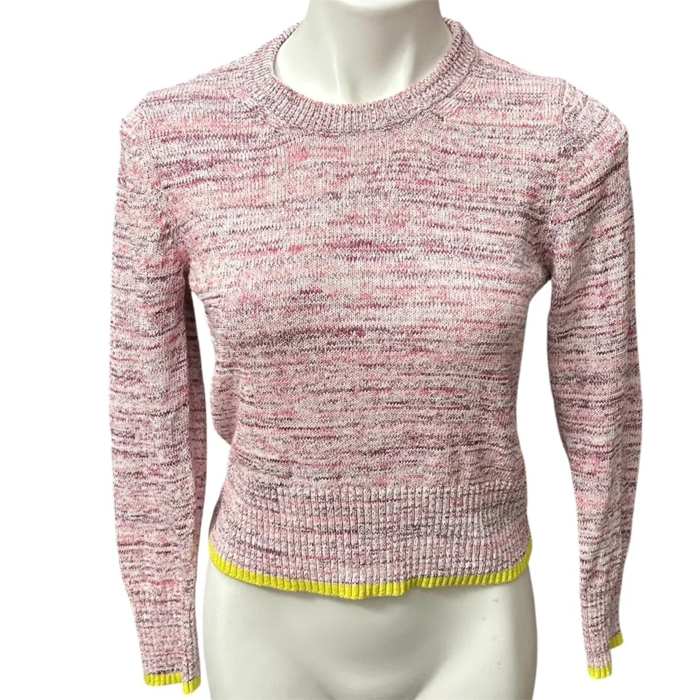 J. Crew Space-Dyed Crewneck Cotton Sweater Tropical Azalea Multi - Size Medium